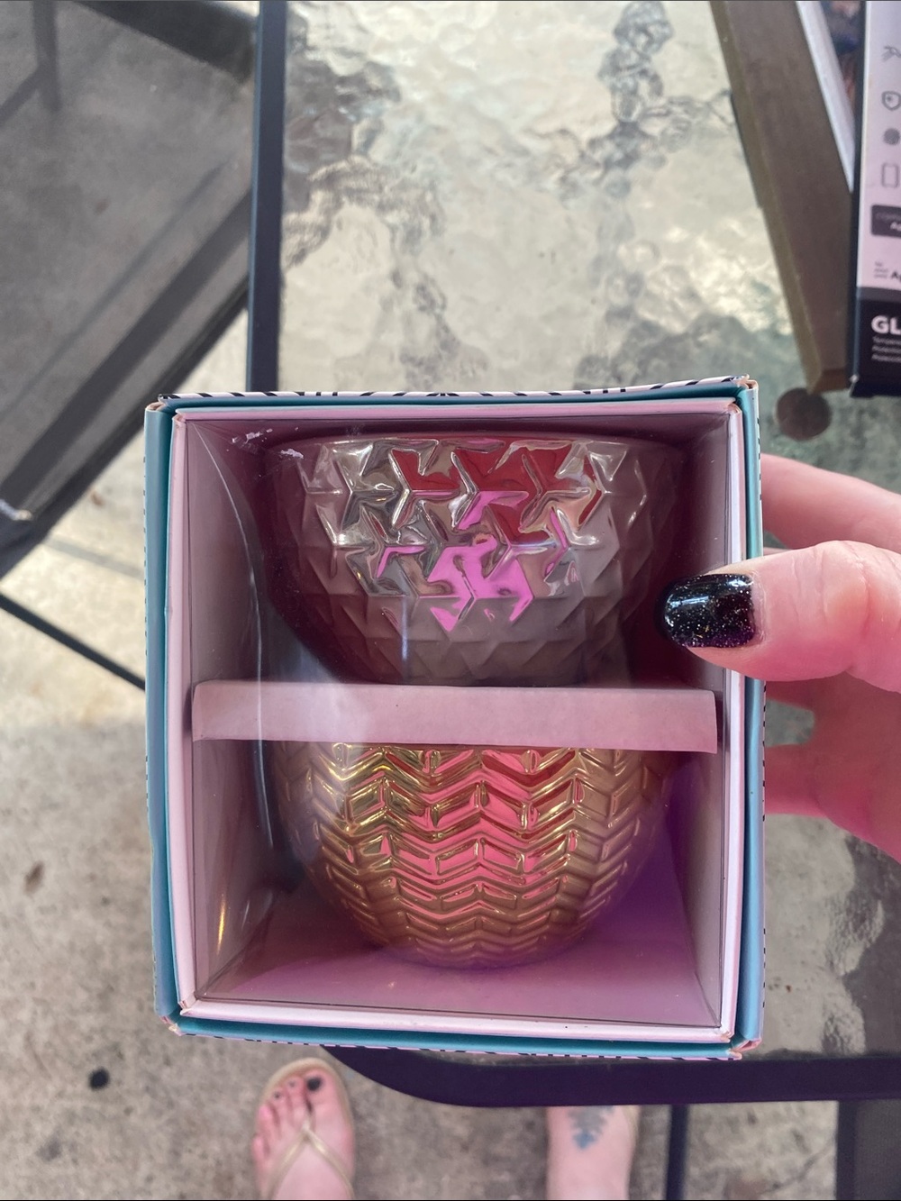 Iridescent Gold Decorative Accent Bowls with Pink Highlights